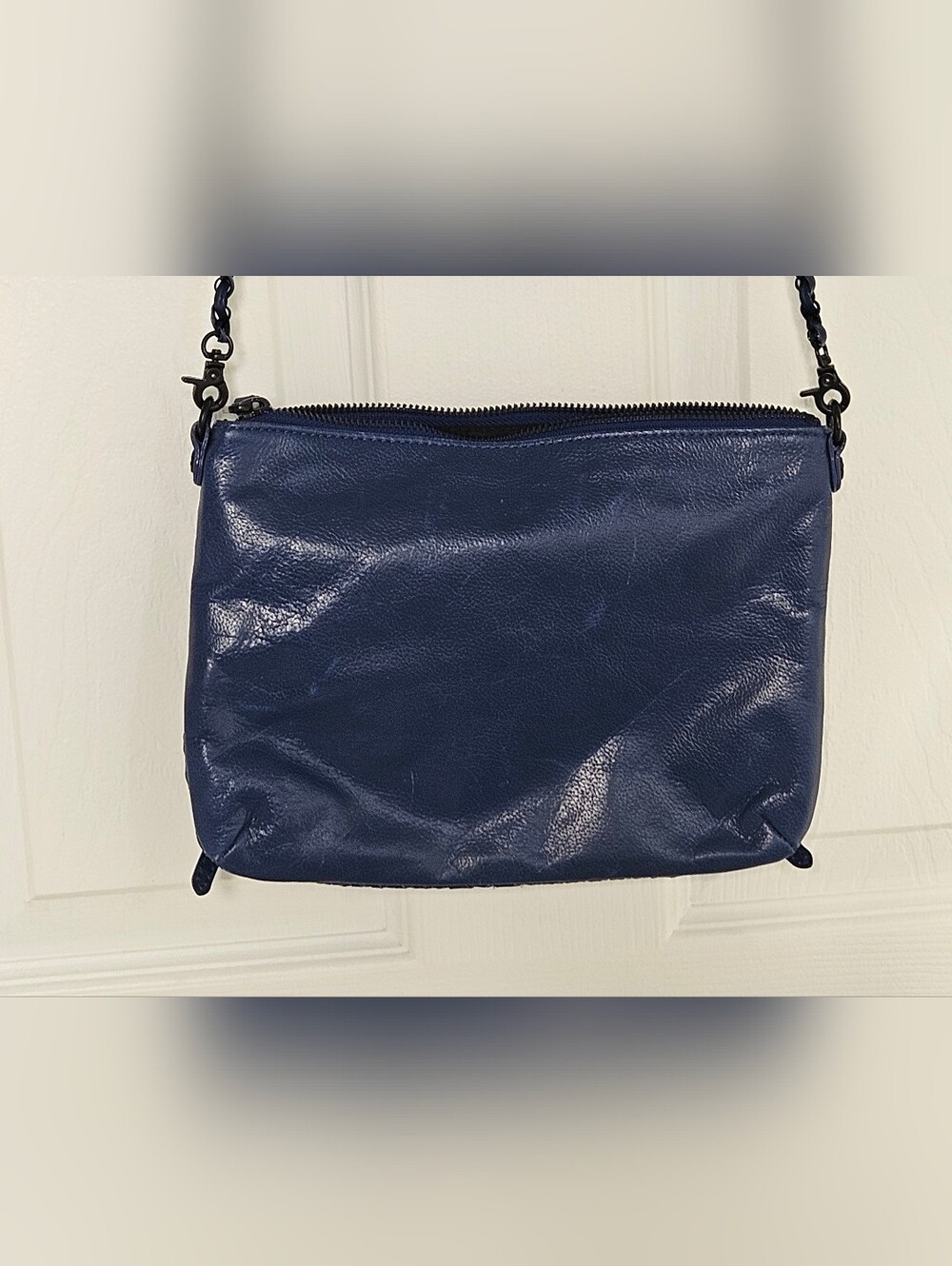 Elliott Lucca Blue Woven Leather Crossbody - Picture 3 of 5